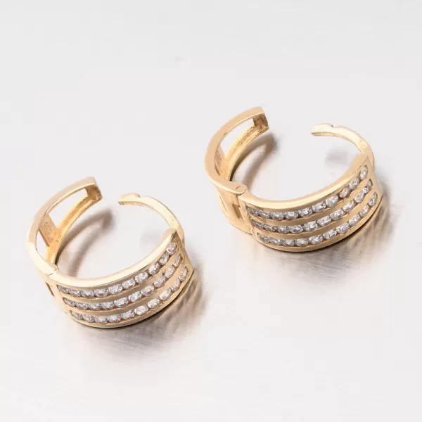 Zlaté náušnice kruhy se zirkony PKL12-027-ZL