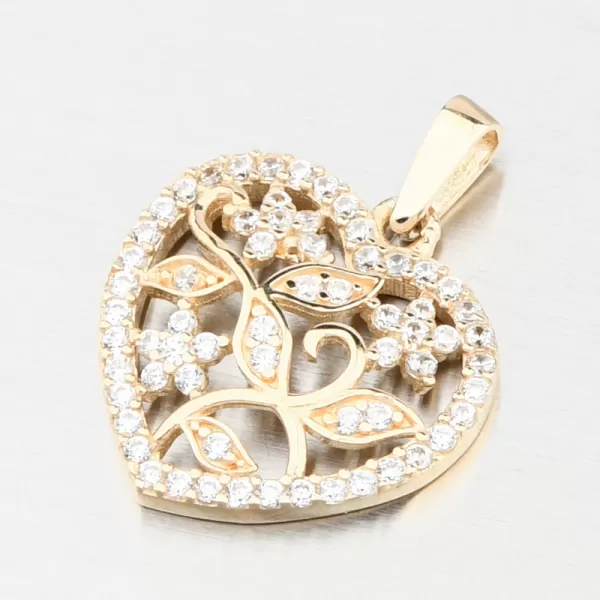 Zlatý přívěsek srdce se zirkony 43-22425