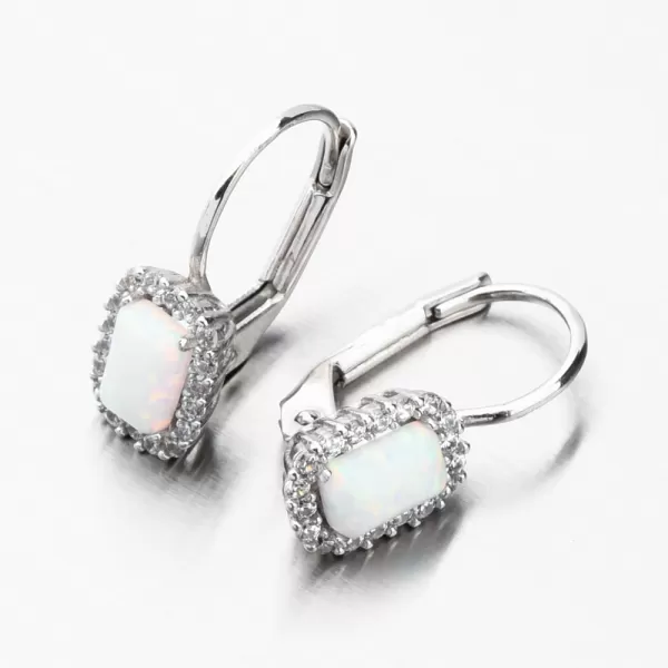 Náušnice z bílého zlata s bílým opálem a se zirkony 118P-120870