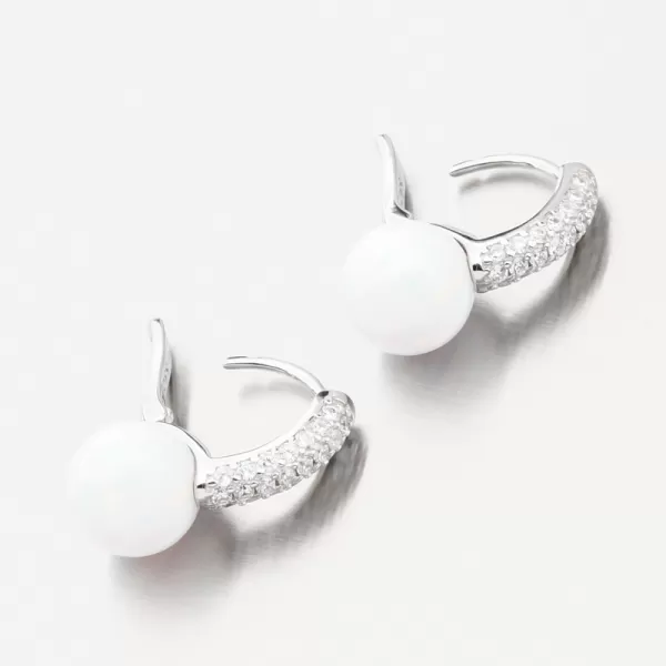 Stříbrné náušnice s bílým opálem a se zirkony PKL-2165