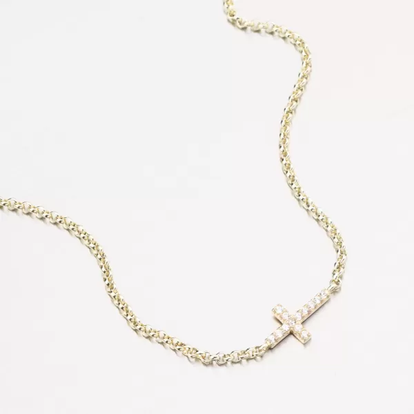 Zlatý náramek s křížkem DZF5832-ZL-ZIR