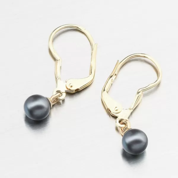 Zlaté náušnice s černou perlou 52GZ-3015-ZL-KL-Black