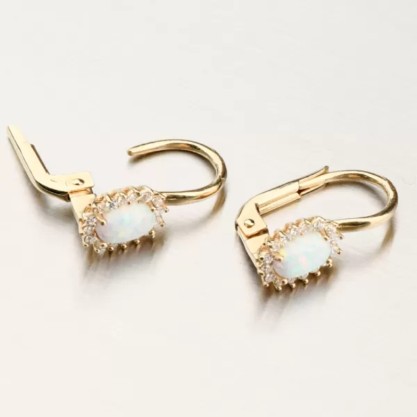 Dámské náušnice žluté zlato 585 s opálem a se zirkony 12R-758