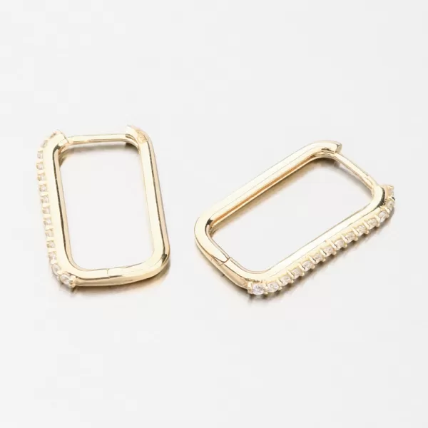 Zlaté hranaté náušnice se zirkony 12R-735