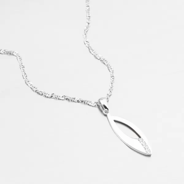 Přívěsek z bílého zlata se zirkony 43-22057