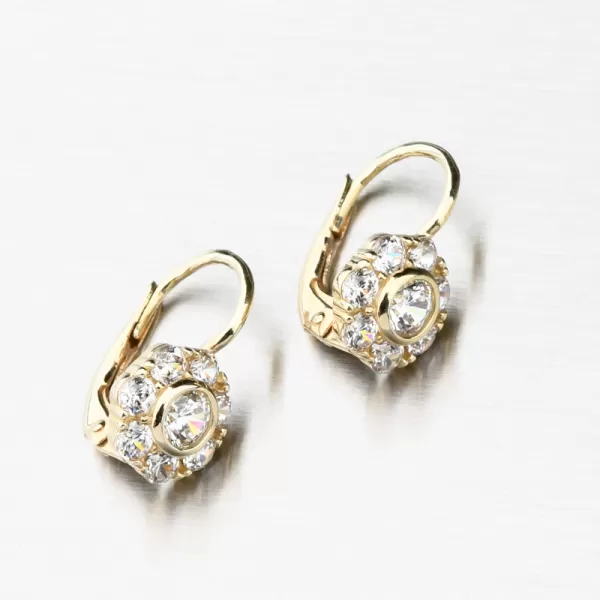 Zlaté náušnice kytičky se zirkony 663P-120388