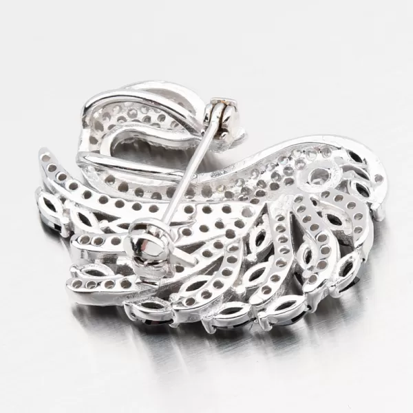 Stříbrná brož labuť s černými zirkony PKL-6015