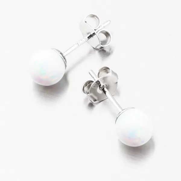 Stříbrné náušnice pecky s bílým opálem UPST-121736-6