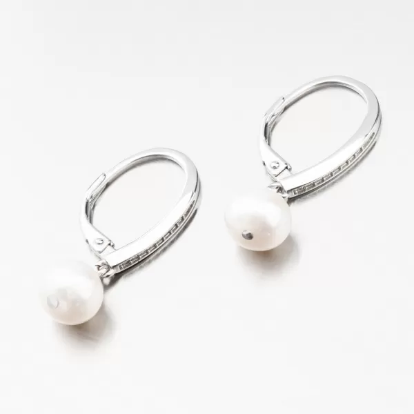 Náušnice stříbro 925 s perlou a se zirkony UCST-12862