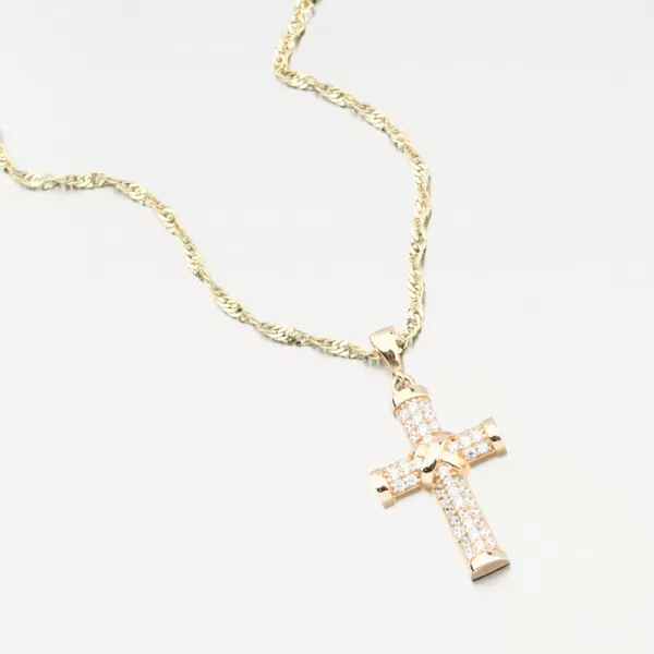 Zlatý přívěsek kříž se zirkony 13R-423