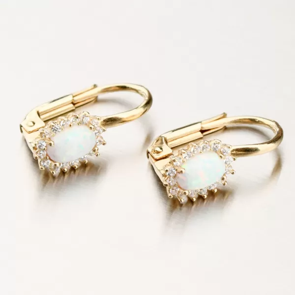 Dámské náušnice žluté zlato 585 s opálem a se zirkony 12R-758