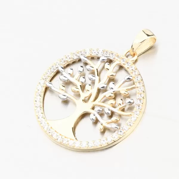 Zlatý přívěsek strom života se zirkony 43-21990
