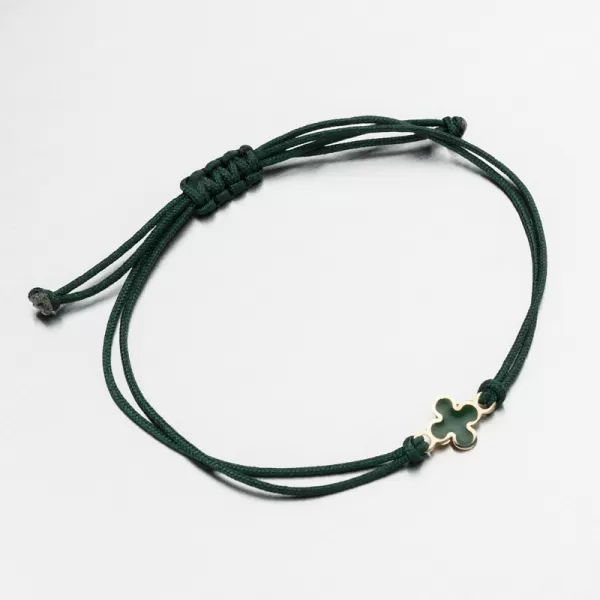 Šňůrkový náramek se zlatým čtyřlístkem LT14-016-ZL-ZEL