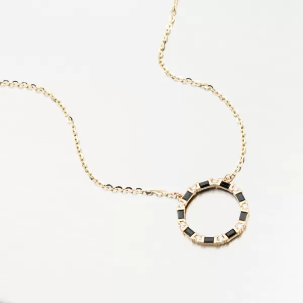 Zlatý náhrdelník se zirkony 144P-151705-Black