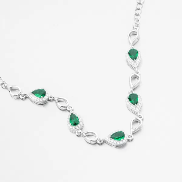 Stříbrný náramek se smaragdy PKL-4036