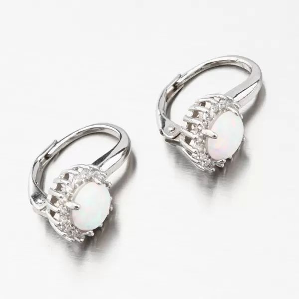 Stříbrné náušnice s bílým opálem a se zirkony