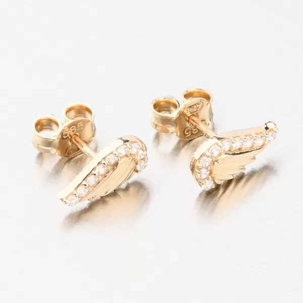 Zlaté náušnice pecky andělská křídla se zirkony GCA12-009