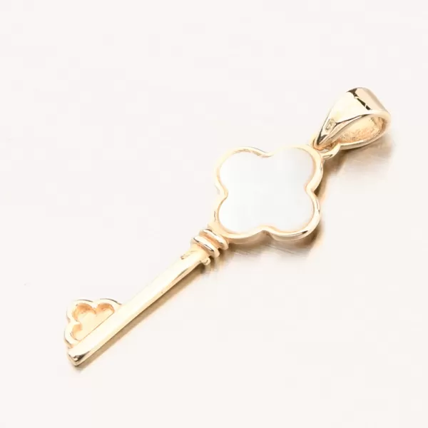 Dámský přívěsek žluté zlato 585 klíč s perletí 142P-130894