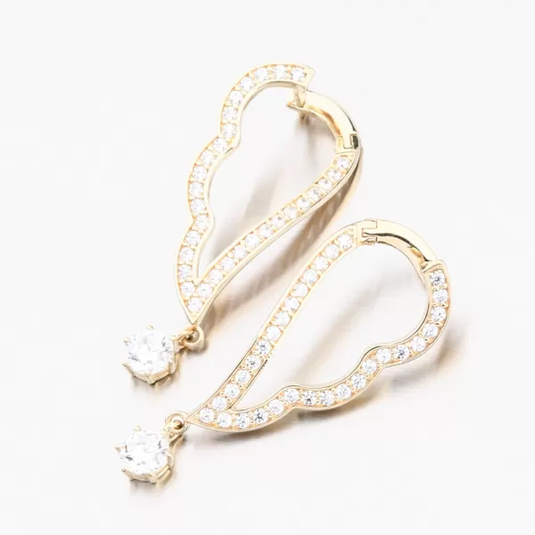 Dámské náušnice žluté zlato 585 visací se zirkony 663P-120471-ZL