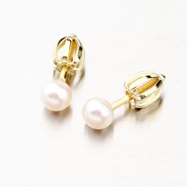 Zlaté náušnice pecky s perlou 52GZ-3004Z-SR