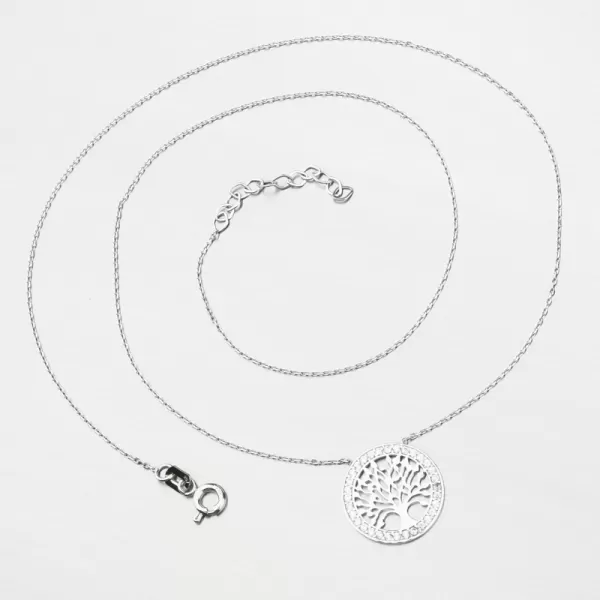 Náhrdelník z bílého zlata strom života se zirkony 55GZ-5021-B