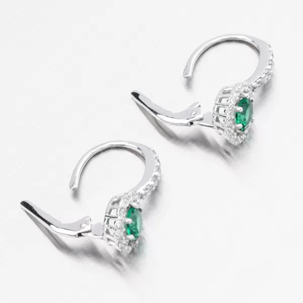 Náušnice z bílého zlata se smaragdem a zirkony 668P-120283-06