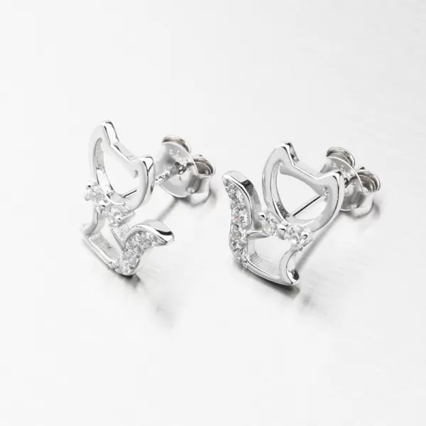 Stříbrné náušnice pecky kočička UPST-122577