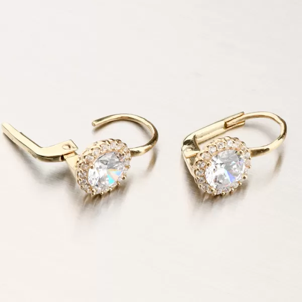 Dámské náušnice žluté zlato 585 se zirkony 12R-759