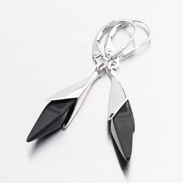 Stříbrné náušnice s onyxem PKL-2272