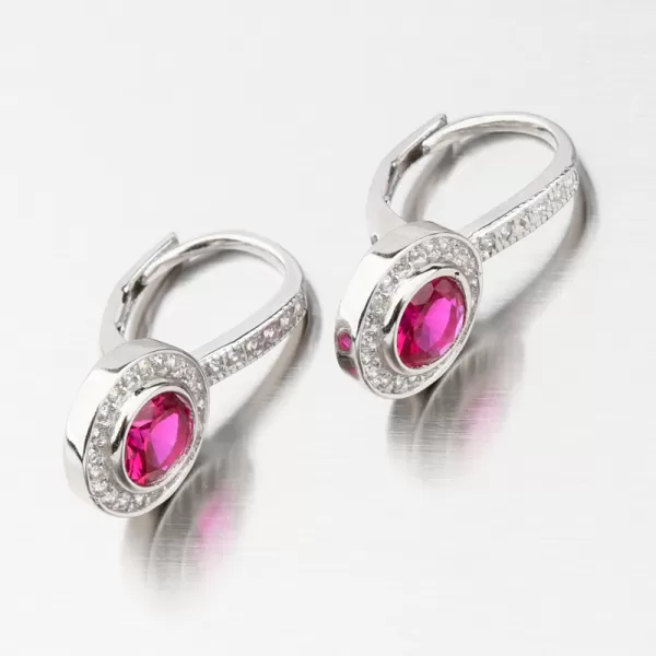 Stříbrné náušnice s rubínem a se zirkony
