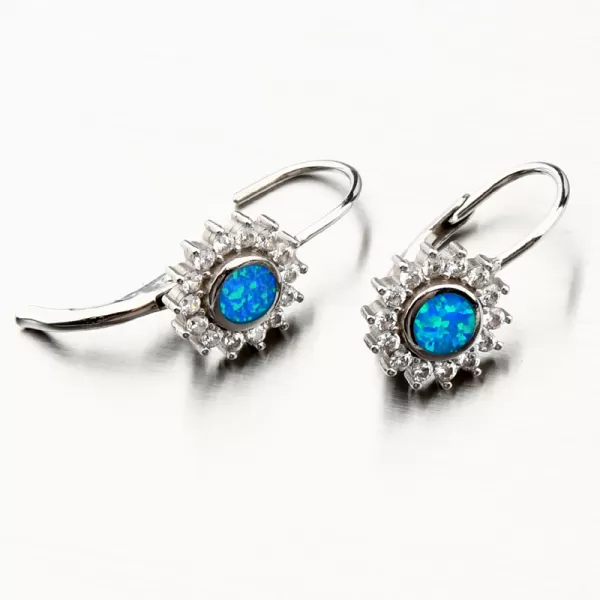 Stříbrné náušnice s modrým opálem a se zirkony PKL-2140