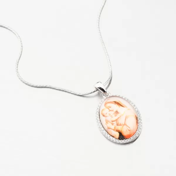 Stříbrný přívěsek Madonka se zirkony PKL-3137