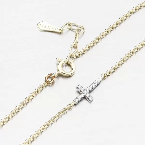 Zlatý náramek s křížkem DZF5832-ZLB-ZIR