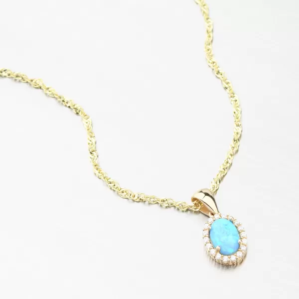 Zlatý přívěsek s modrým opálem 162P-132420-BL