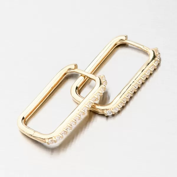 Zlaté hranaté náušnice se zirkony 12R-735