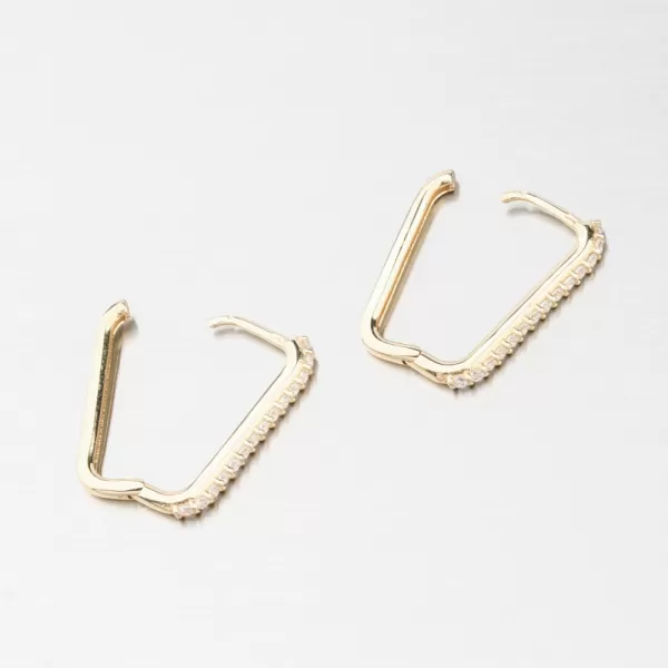 Zlaté hranaté náušnice se zirkony 12R-735