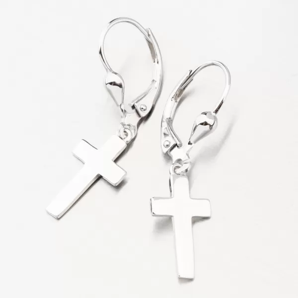 Visací stříbrné náušnice s křížem PKL-2174