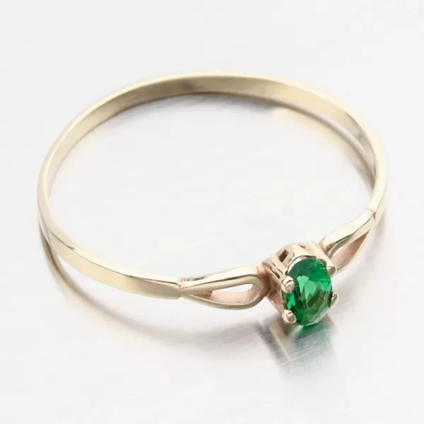Dámský prsten žluté zlato 585 zirkon smaragd 681P-110046-006