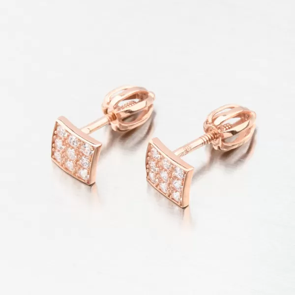 Náušnice kostičky z růžového zlata se zirkony DZ2096-CV-ZIR