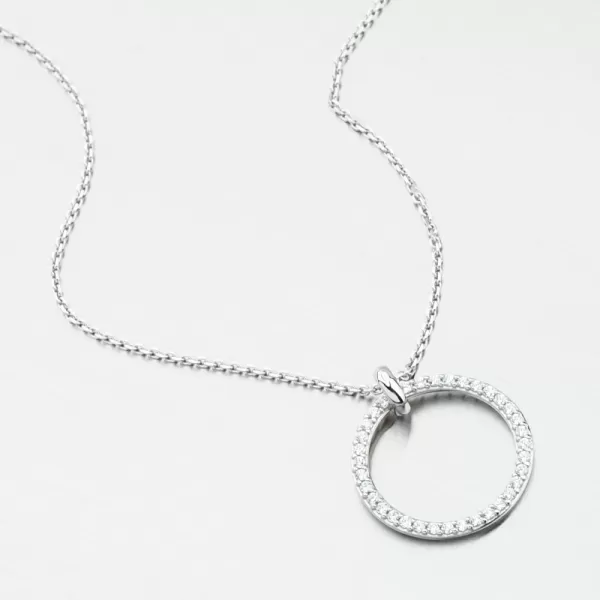 Přívěsek bílé zlato kruh DZF3775-B-ZIR