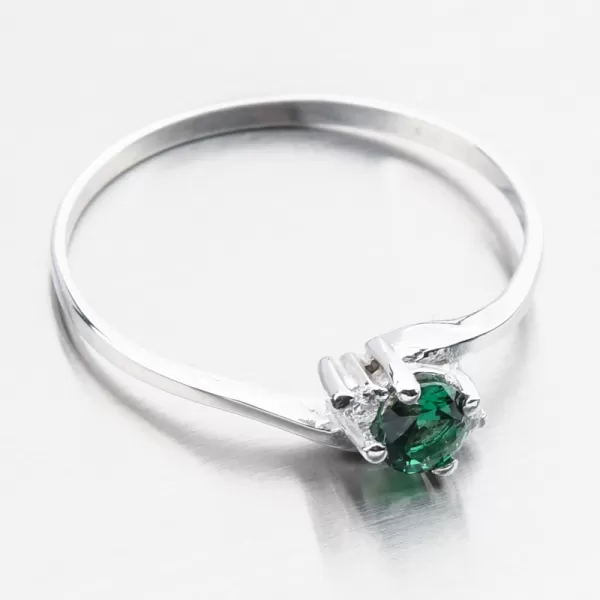 Dámský prsten bílé zlato 585 zirkon smaragd 351P-110106B-ZEL