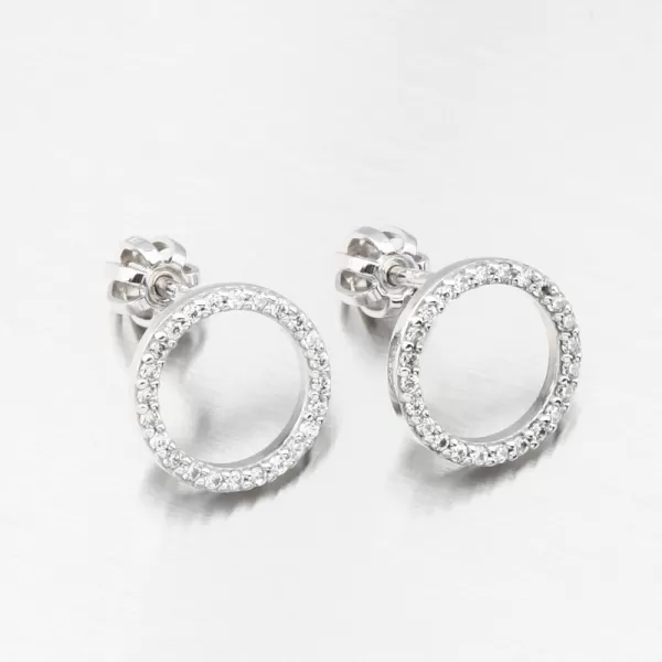 Náušnice pecky z bílého zlata se zirkony DZF4331-B-ZIR