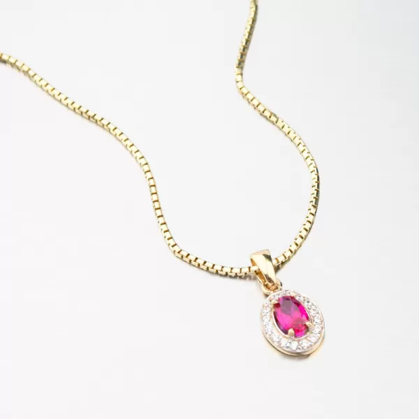 Zlatý přívěsek s rubínem a se zirkony