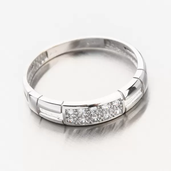 Prsten z bílého zlata se zirkony DZ2033B-ZIR