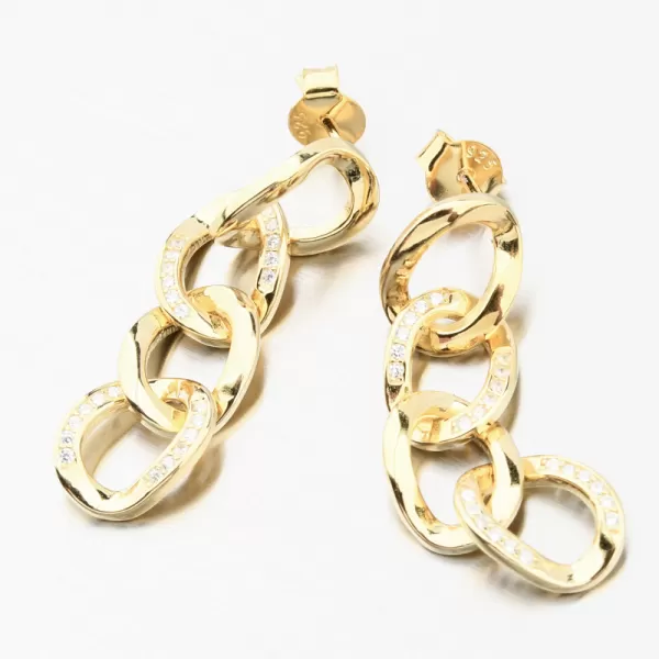 Zlacené stříbrné náušnice se zirkony UPST-122844