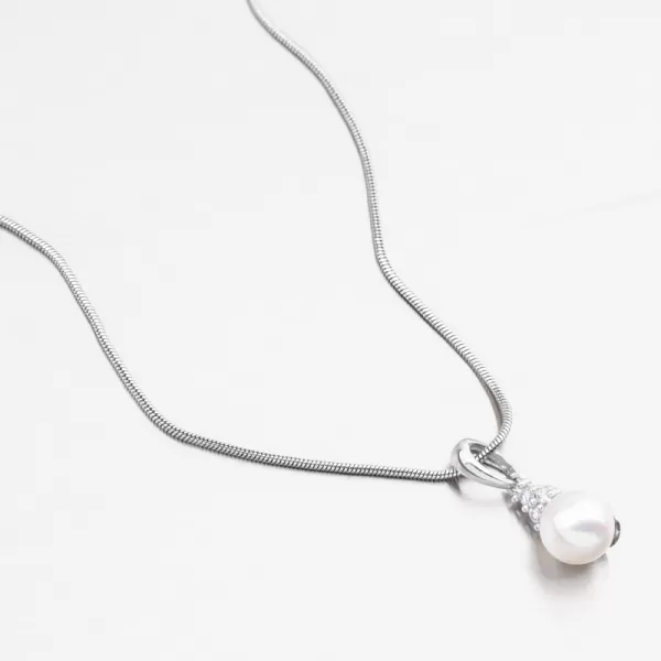 Přívěsek z bílého zlata s perlou a se zirkony 53GZ-2235-B