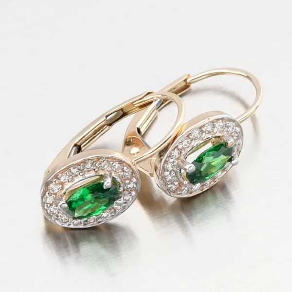Zlaté náušnice se smaragdem a se zirkony 52GZ-8049-ZL-SMAR-KL