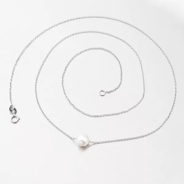 Náhrdelník z bílého zlata s perlou 55GZZ-3046-B