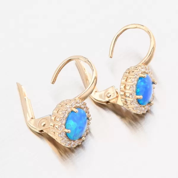 Zlaté náušnice s opálem a se zirkony 12R-745