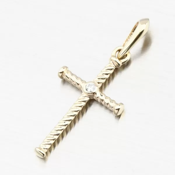 Zlatý přívěsek kříž DZF4197-ZL-ZIR